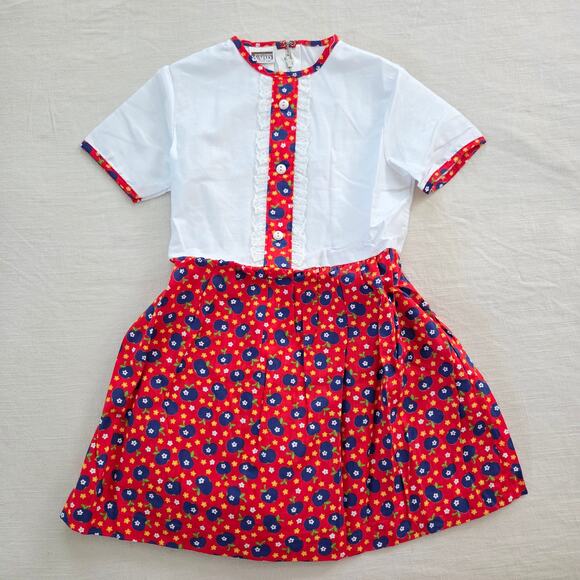 Vintage Other - Vintage 70s Apples + Floral Dress 4t